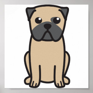 Póster Desenhos animados do cão do Pug
