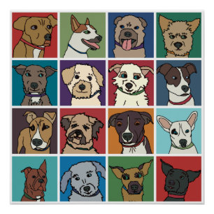 Póster Desenhos animados do cão do salvamento