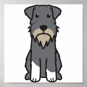 Póster Desenhos animados do cão do Schnauzer diminuto