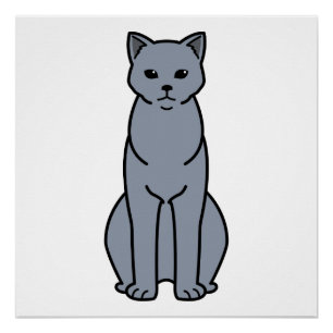 Póster Desenhos animados do gato de Chartreux