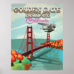 Póster Desenhos animados do viagem de golden gate bridge