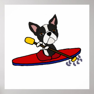 Poster Desenhos animados Kayaking do cão engraçado de