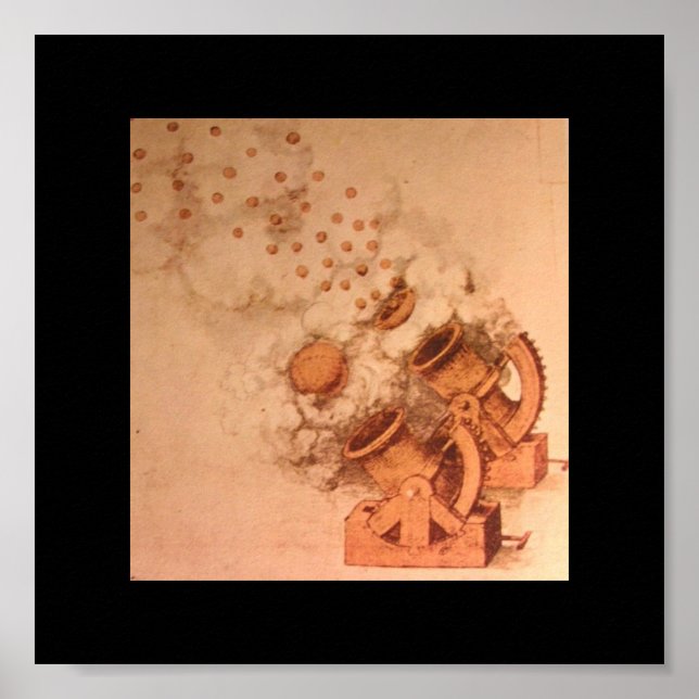 Poster Desenhos de canhões de Leonardo Da Vinci (Frente)