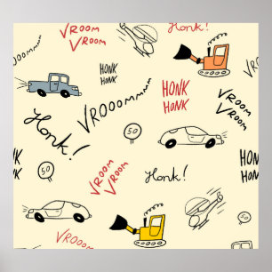 Poster Desenhos De Carros Sem Costura: Folha De Bebidas