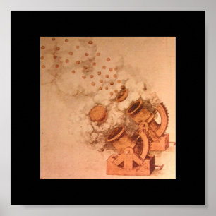 Poster Desenhos dos canhões por Leonardo da Vinci