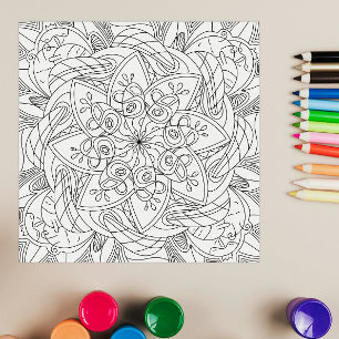 Poster Desenhos Felizes: Página de Colorir Flores Fofas P