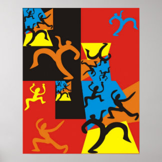 Póster Desenhos Gráficos de Dança e Salto de Pessoas