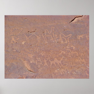 Poster Desenhos Talhados Pré-Históricos No Deserto