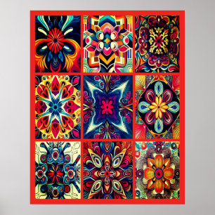 Poster Desenhos Tie-Dye em um grande pôster de parede