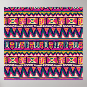 Poster Desenhos tribais: padrão asteca desenhado à mão.