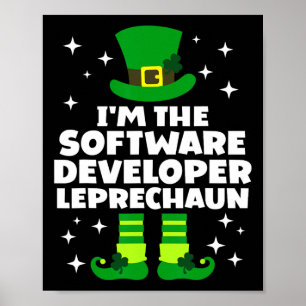 Poster Desenvolvedor de Software Irlandês Leprechaun Dia
