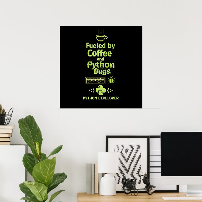 Poster Desenvolvedor Python Engraçado – Alimentado por Bu (Escritório em casa)