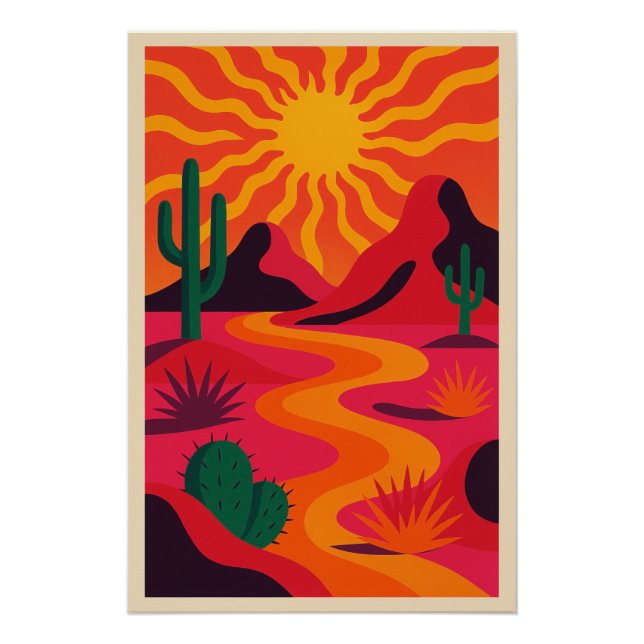 Póster Désert Abstrait au Coucher du Soleil (Frente)