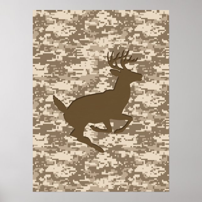 Póster Desert Beige Digital Camouflage Deer Camo Patterno (Frente)
