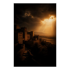 Póster Desert Kasbah Chiaroscuro Sunset