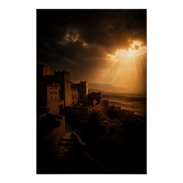 Póster Desert Kasbah Chiaroscuro Sunset (Frente)