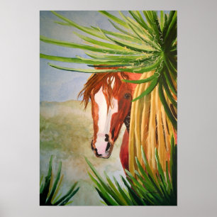 Póster Desert Mustang in the Yuccas