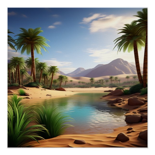 Póster Desert Oasis: Encontre Paz e Tranquilidade (Frente)