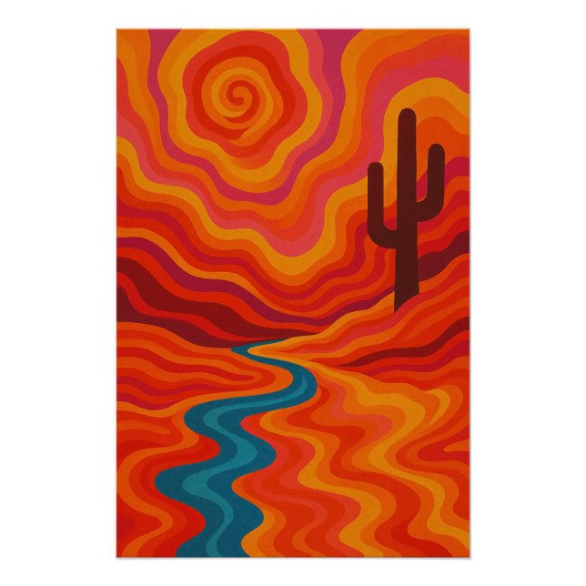 Póster Désert Psychédélique au Soleil Tourbillonnant (Frente)