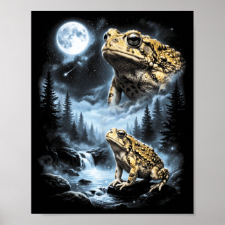 Poster Desert Rain Frog Howling At Moon 90s Retro
