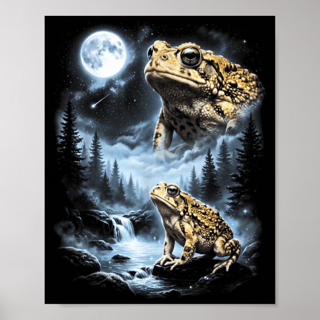 Poster Desert Rain Frog Howling At Moon 90s Retro (Frente)