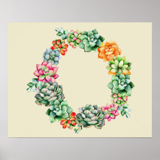 Poster Desert Succults Wreath
