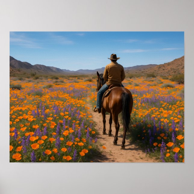 Poster Desert Wildflowers Greeting Card - Spring Western  (Frente)