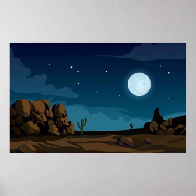 Poster Deserto com lua (Frente)