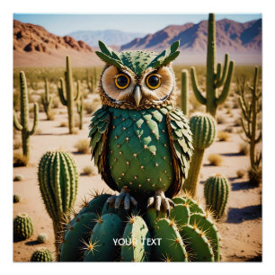 Póster Deserto da Coruja de Cactus Fantasy
