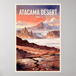 Poster Deserto de Atacama Chile Viagem Vintage