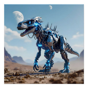 Póster Deserto de Dinossaur Cibborg Fantasy Cute