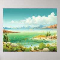 Deserto pela Pintura de Cactus da Praia do Mar