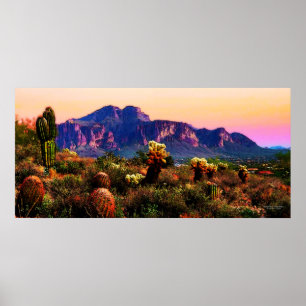 Poster Deserto Púrpura Montanha Cênico 40,32x19,08