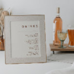 Poster Deserto Simples | Indicador de menu de bebidas bra<br><div class="desc">Este Deserto Simples | O cartaz do cardápio de bebidas Brancas Naturais é exatamente o que você está procurando para completar o seu casamento de feiticeiros rústicos moderno. Perfeito para uma vibração ocidental minimalista ou para uma sensação boêmica retrorreflectora. O mínimo de canela escura realmente pop com este fundo de...</div>