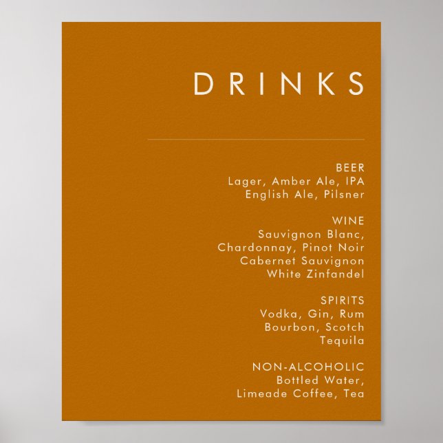Poster Deserto Simples | Sinal de menu Botas de Laranja Q (Frente)