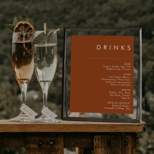 Poster Deserto Simples Sinal de menu Drinks Terracotta