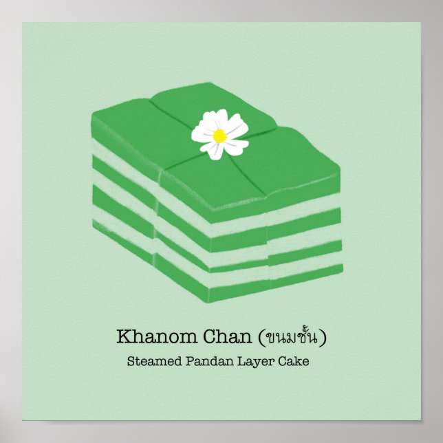 Poster Deserto Tailandês/Snack Khanom Chan - Pastel Green (Frente)