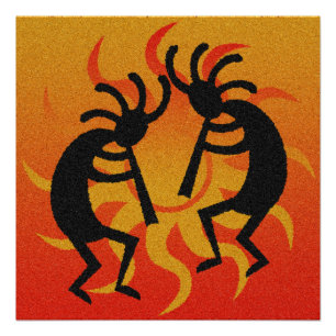 Póster Deserto tribal do sudoeste Sun Kokopelli