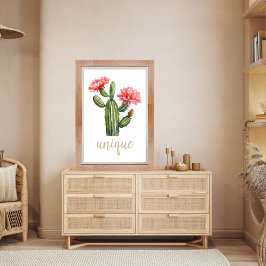 Poster Deserto Único de Cactus Blossom Watercolor