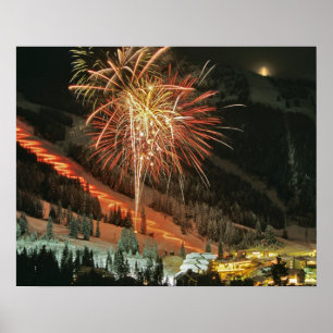 Póster Desfile de archotes e fogos de artifício durante o