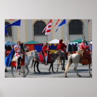 Desfile de cavaleiros medievais