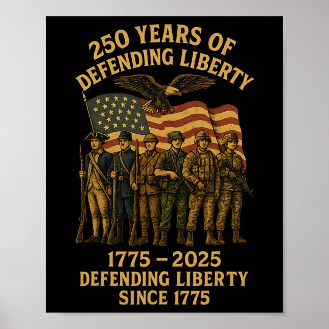 Poster Desfile Militar do Exército Patriótico dos EUA 250 (Frente)