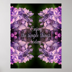 Poster Desfrute de coisas simples Hydrangea Abstrato