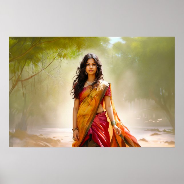 Poster Desi em uma pintura sari (Frente)