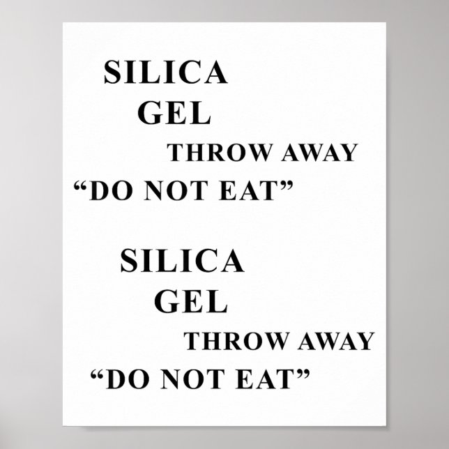 Poster Desiccant Silica Gel Throw Away Do Not Eat Funny I (Frente)