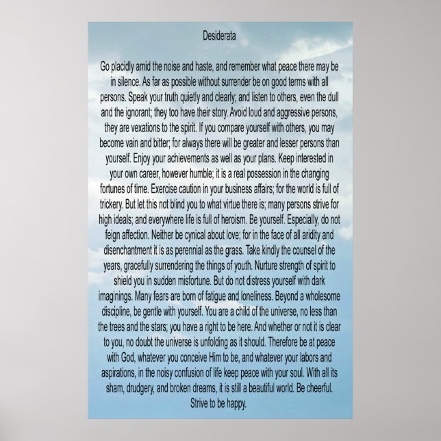 Póster Desiderata (Frente)