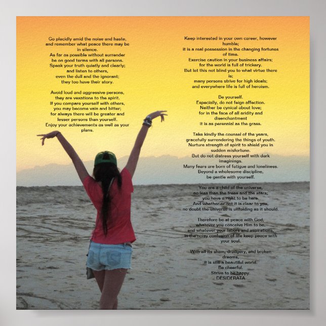 Póster Desiderata 6 por 6 polegadas (Frente)