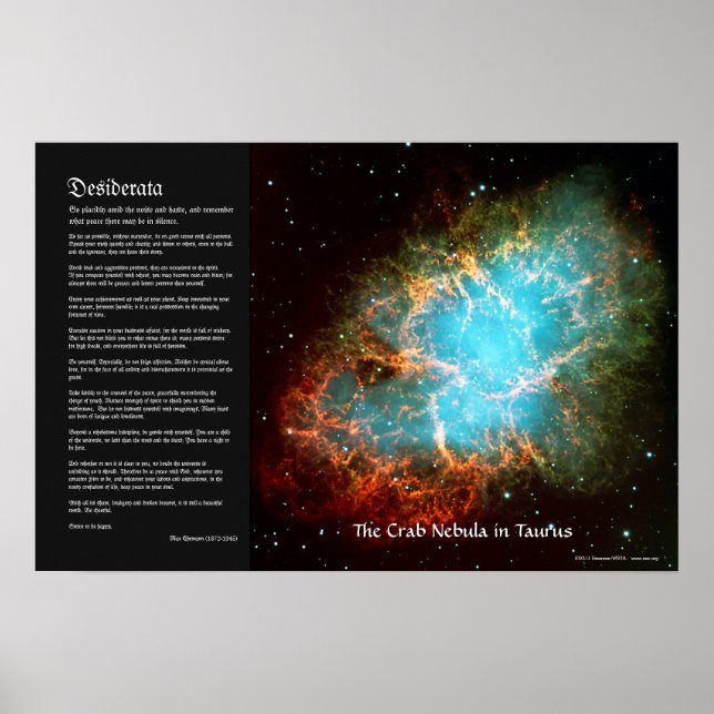 Póster Desiderata - A Nebulosa do Caranguejo em Taurus (Frente)