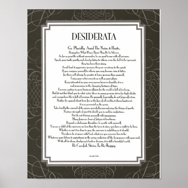 Póster DESIDERATA Blackswirl Sans (Frente)