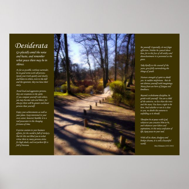Poster Desiderata - Caminho da Ponte Woodland (Frente)